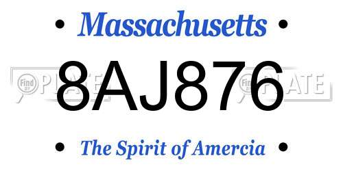 8AJ876 Massachusetts License Plate