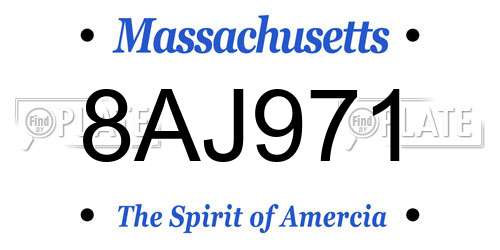 8AJ971 Massachusetts License Plate