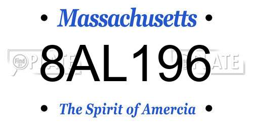 8AL196 Massachusetts License Plate