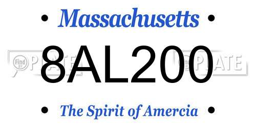 8AL200 Massachusetts License Plate