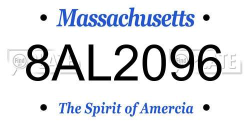8AL2096 Massachusetts License Plate