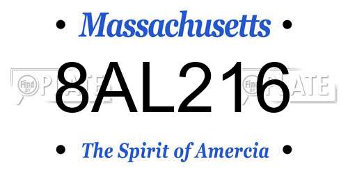 8AL216 Massachusetts License Plate