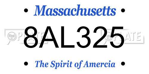 8AL325 Massachusetts License Plate