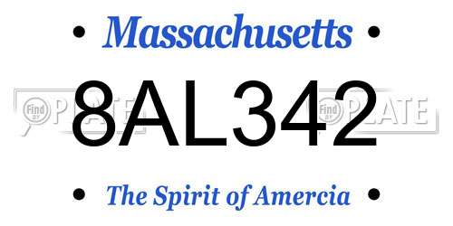 8AL342 Massachusetts License Plate