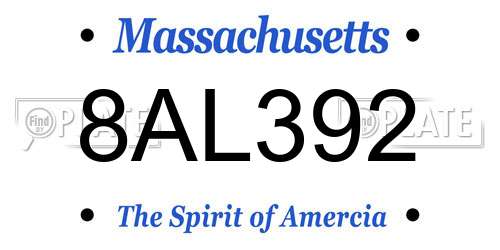 8AL392 Massachusetts License Plate