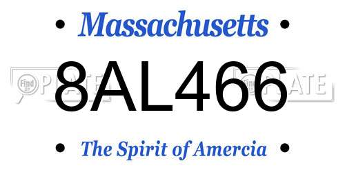 8AL466 Massachusetts License Plate