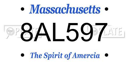 8AL597 Massachusetts License Plate