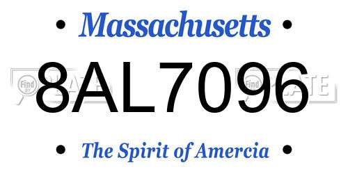 8AL7096 Massachusetts License Plate