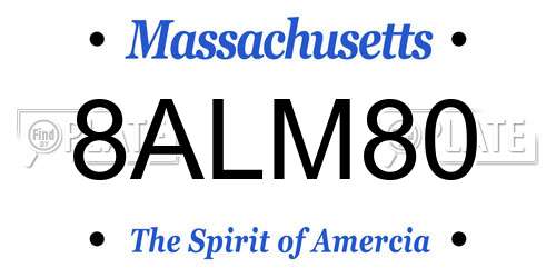 8ALM80 Massachusetts License Plate