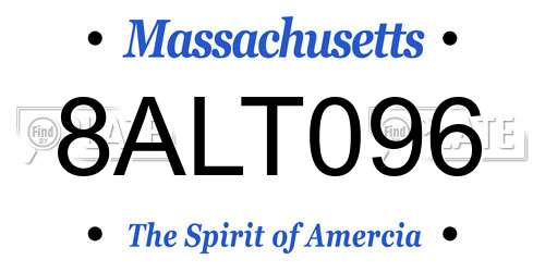 8ALT096 Massachusetts License Plate
