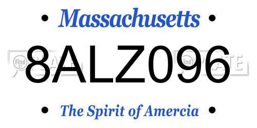 8ALZ096 Massachusetts License Plate