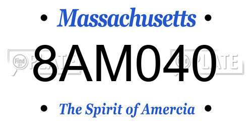 8AM040 Massachusetts License Plate