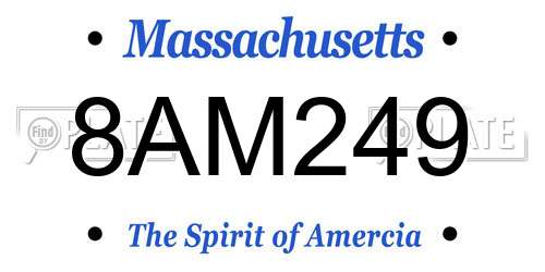 8AM249 Massachusetts License Plate