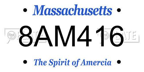 8AM416 Massachusetts License Plate