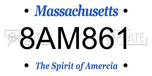 8AM861 Massachusetts License Plate