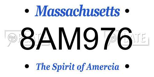 8AM976 Massachusetts License Plate