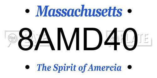 8AMD40 Massachusetts License Plate