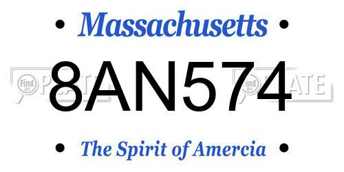 8AN574 Massachusetts License Plate