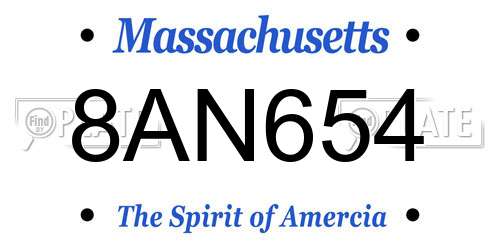 8AN654 Massachusetts License Plate