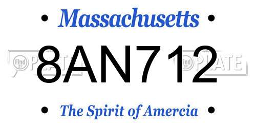 8AN712 Massachusetts License Plate