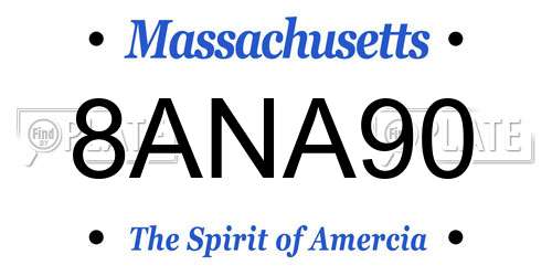 8ANA90 Massachusetts License Plate