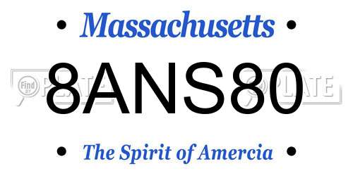 8ANS80 Massachusetts License Plate