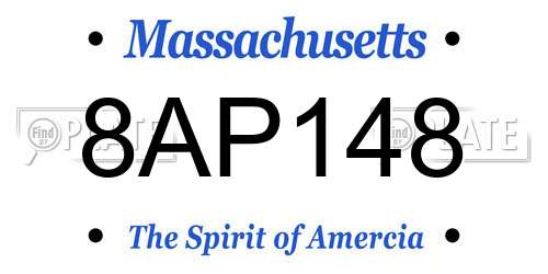 8AP148 Massachusetts License Plate