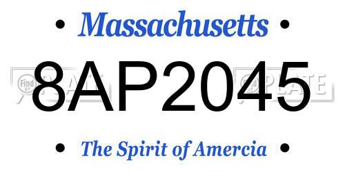 8AP2045 Massachusetts License Plate