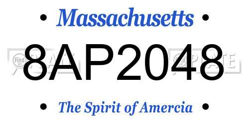 8AP2048 Massachusetts License Plate