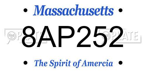 8AP252 Massachusetts License Plate