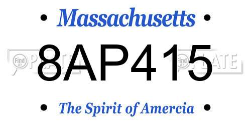 8AP415 Massachusetts License Plate