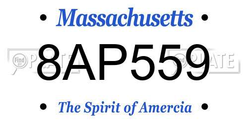 8AP559 Massachusetts License Plate