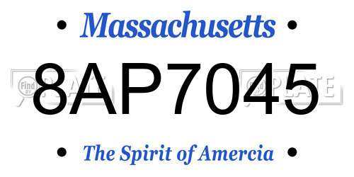 8AP7045 Massachusetts License Plate