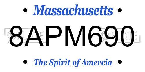 8APM690 Massachusetts License Plate