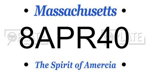 8APR40 Massachusetts License Plate