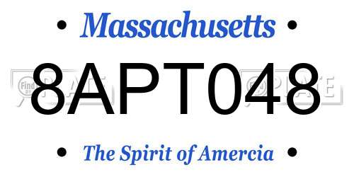 8APT048 Massachusetts License Plate