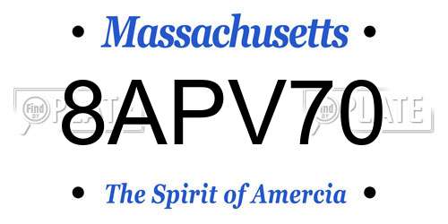 8APV70 Massachusetts License Plate