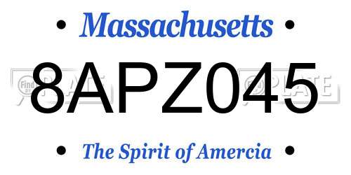 8APZ045 Massachusetts License Plate