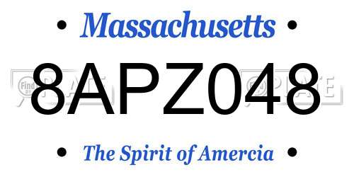 8APZ048 Massachusetts License Plate