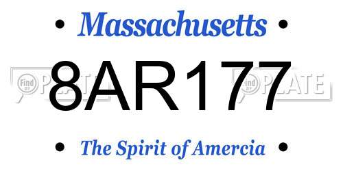 8AR177 Massachusetts License Plate