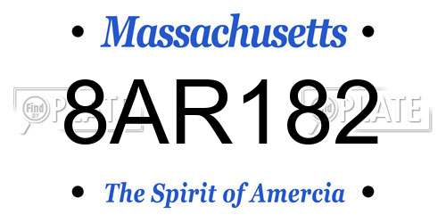 8AR182 Massachusetts License Plate