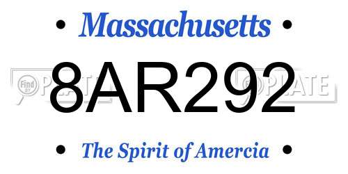 8AR292 Massachusetts License Plate