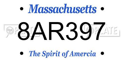 8AR397 Massachusetts License Plate