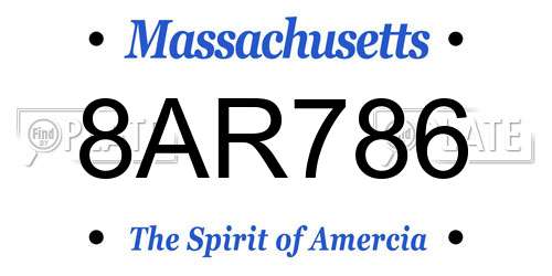 8AR786 Massachusetts License Plate