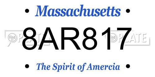 8AR817 Massachusetts License Plate