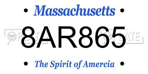 8AR865 Massachusetts License Plate