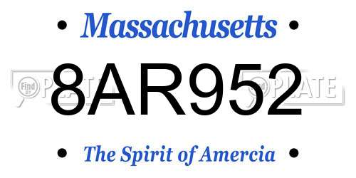 8AR952 Massachusetts License Plate
