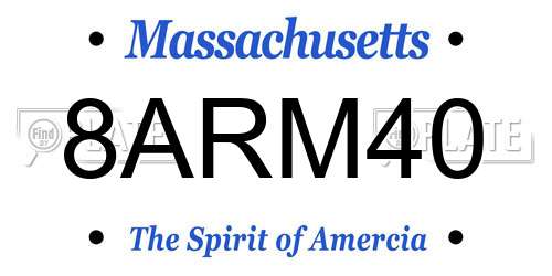 8ARM40 Massachusetts License Plate
