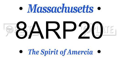 8ARP20 Massachusetts License Plate