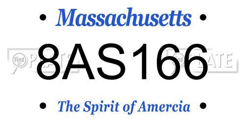 8AS166 Massachusetts License Plate